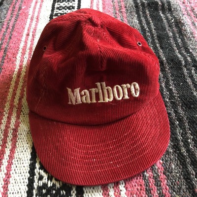 Vintage 90’s Marlboro Corduroy Trucker Tobacco Hat Cap Snapback USA Red  eb-23305664